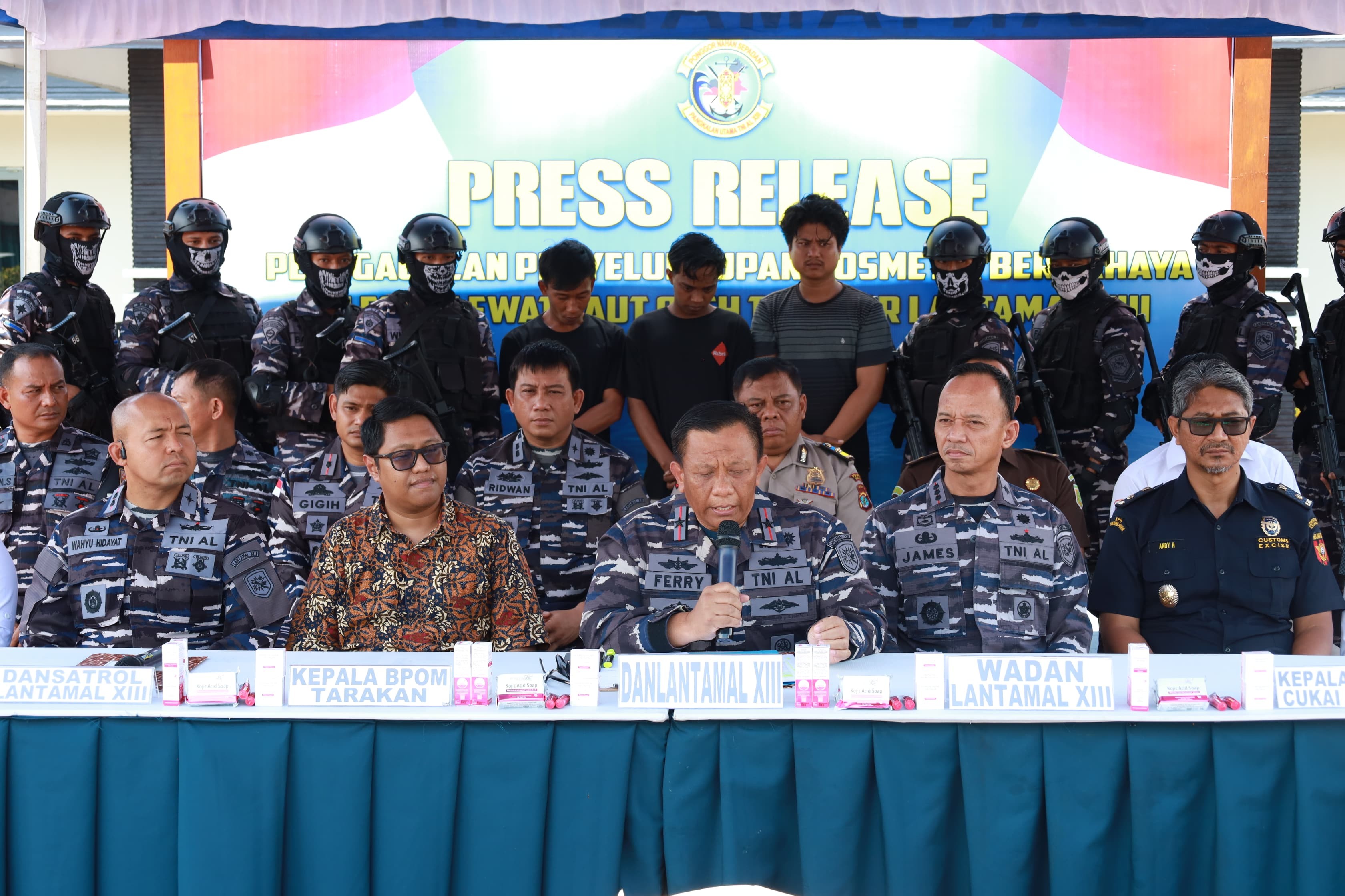 Lantamal XIII Tarakan Kembali Gagalkan Ribuan Kosmetik Ilegal Dari Malaysia