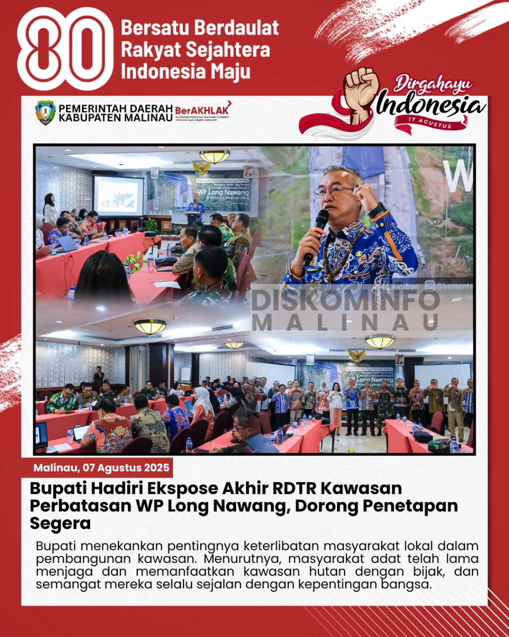 Bupati Hadiri Ekspose Akhir RDTR Kawasan Perbatasan WP Long Nawang