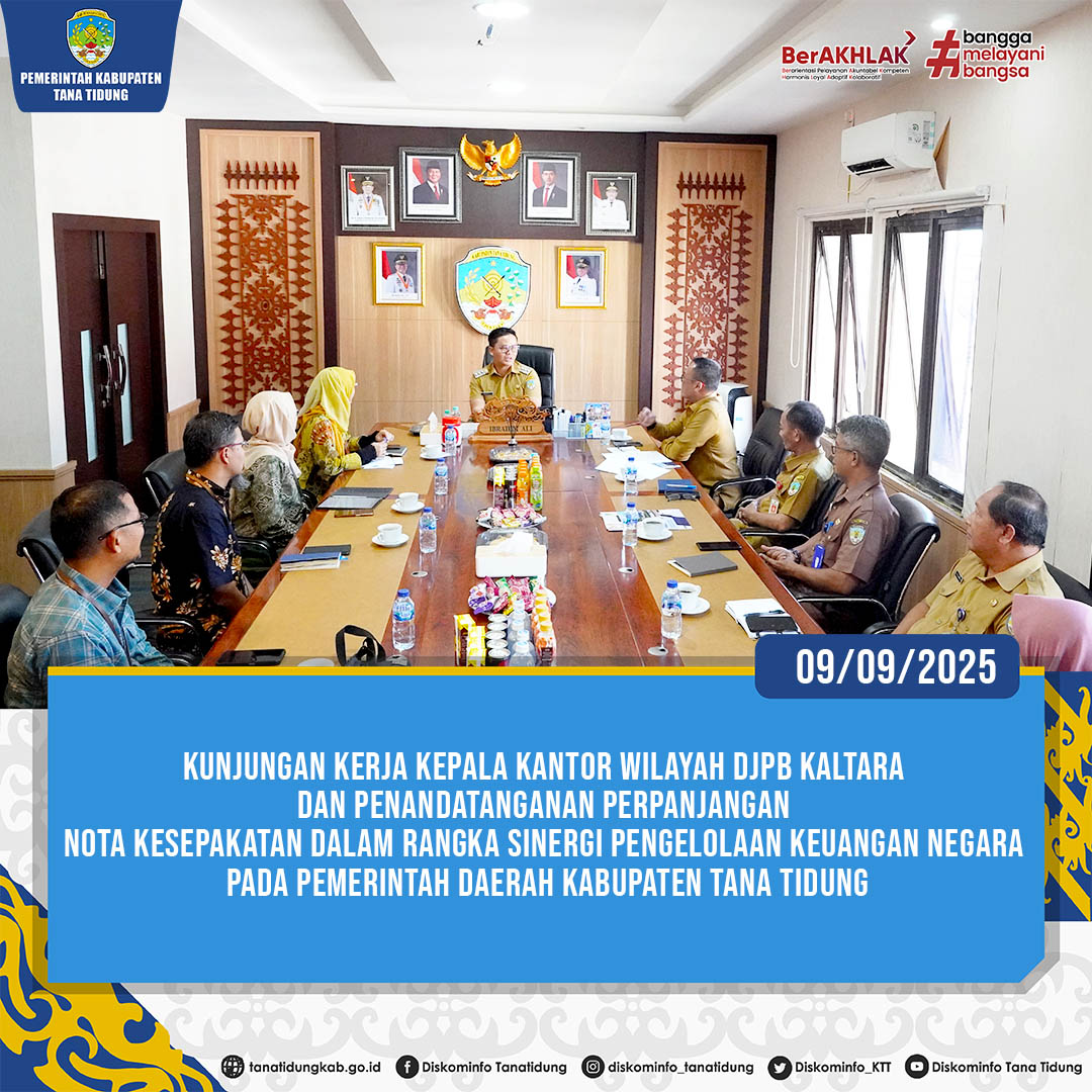 Penandatanganan Perpanjangan Nota Kesepakatan Dalam Rangka Sinergi Pengelolaan Keuangan Negara Pada Pemerintah Daerah Kabupaten Tana Tidung