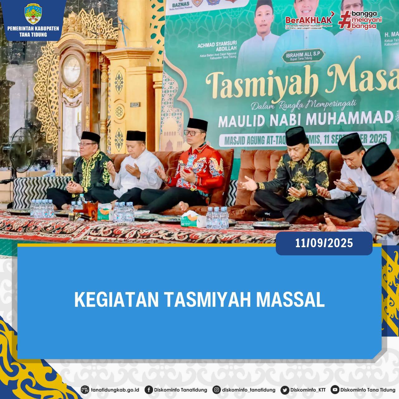 Tasmiyah Massal di Masjid Agung At-Taqwa, Bupati Ibrahim Ali Apresiasi Konsistensi Baznas