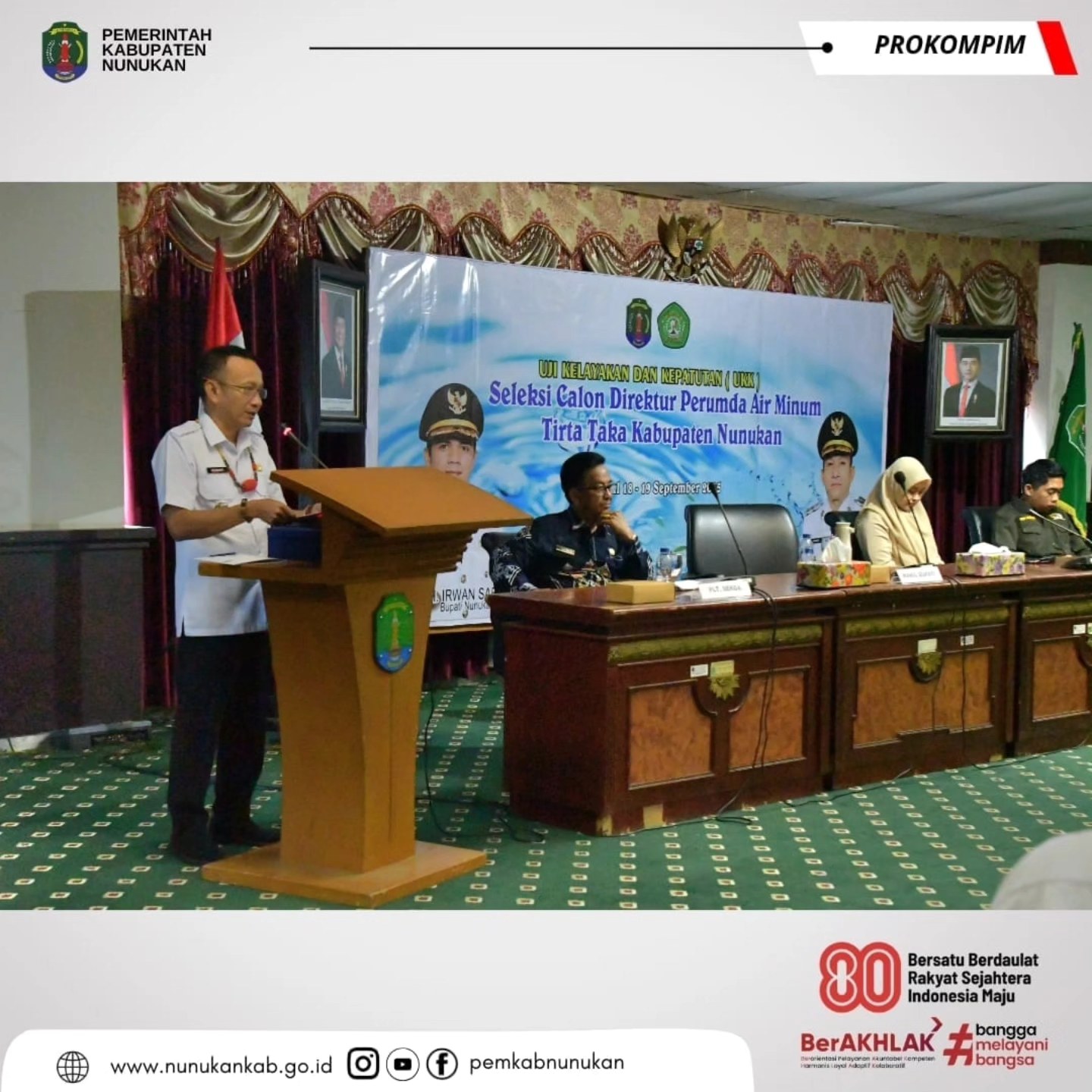 Wabup Hermanus Membuka Resmi Seleksi Uji Kelayakan dan Kepatutan Calon Direktur Perumda Tirta Taka Kabupaten Nunukan