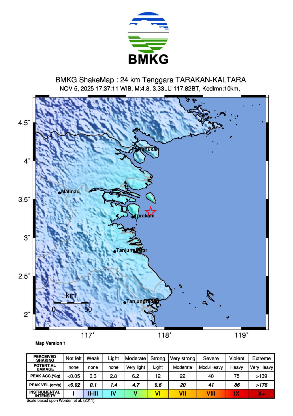 Gempa Magnitudo 4,8 Guncang Tarakan, BMKG: Tidak Berpotensi Tsunami