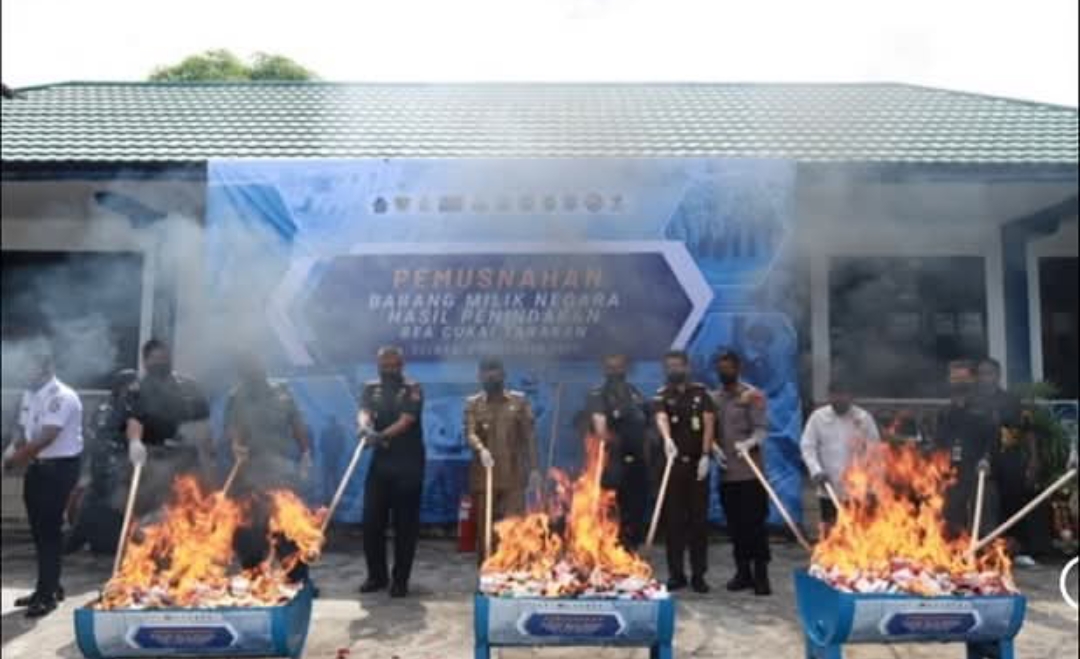 Bea Cukai Tarakan Musnahkan Barang Ilegal Senilai Rp 653 Juta, Rokok dan Alkohol Impor Dominasi