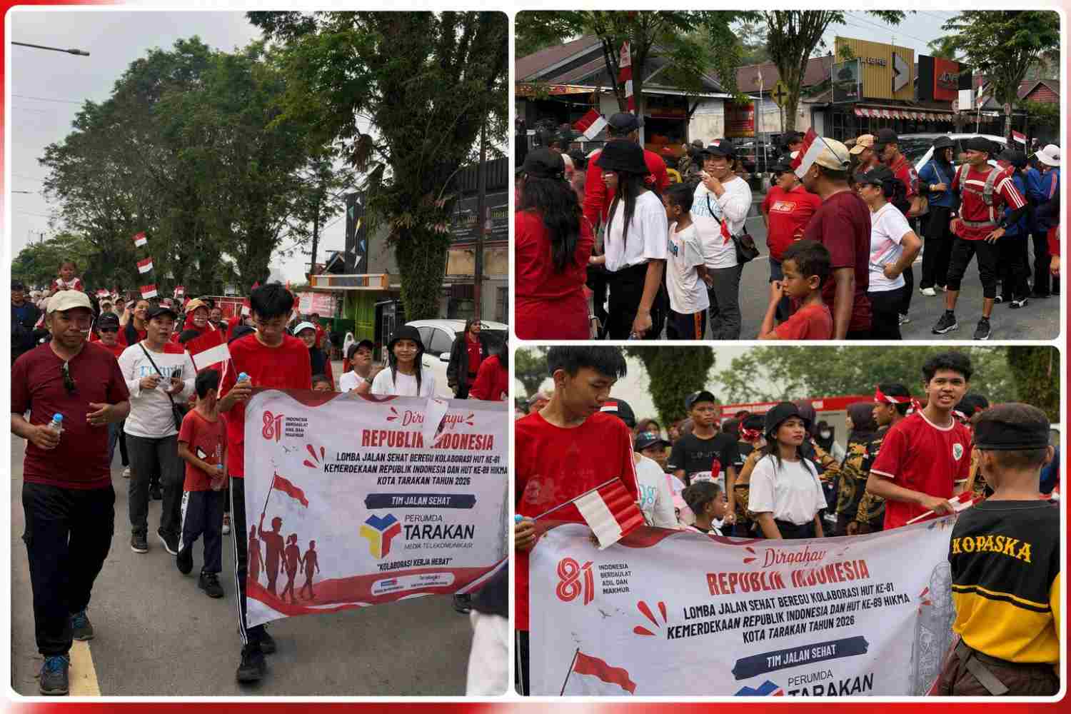 Semarak HUT RI ke-81, Perumda Tarakan Media Telekomunikasi Ikuti Jalan Santai Kolaborasi